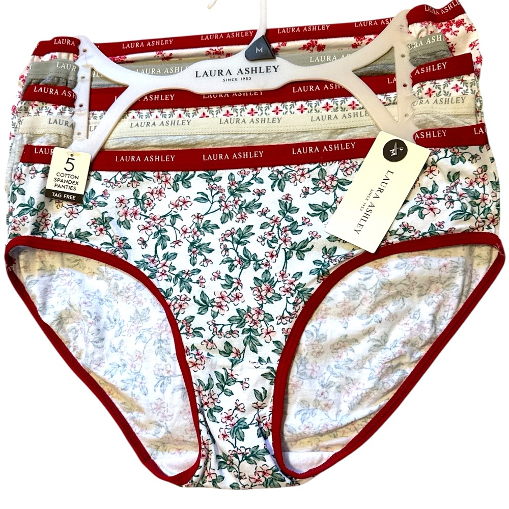 Laura Ashley Underwear Set - Red, Gray, White Floral